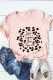 Camiseta de manga curta estampada com letra de leopardo rosa