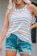 Camiseta de alças com frente única listrada colorida