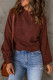 Suéter con manga globo de punto acanalado marrón