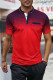 Roter Farbverlauf Kurzarm Henley Herren T-Shirt