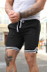 Black Striped Trim Drawstring Pocketed Men's Shorts