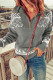 Gray Pink Casual Geometric Pattern Zip Neckline Ribbed Sweater