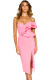 Dusty Pink Asymmetric Ruffled One Shoulder Midi Dress