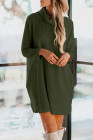 Green Cowl Neck Long Sleeve Pocketed Knit Mini Dress