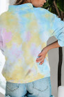 Multicolor Cotton Tie-dye Mock Neck Zip Sweatshirt