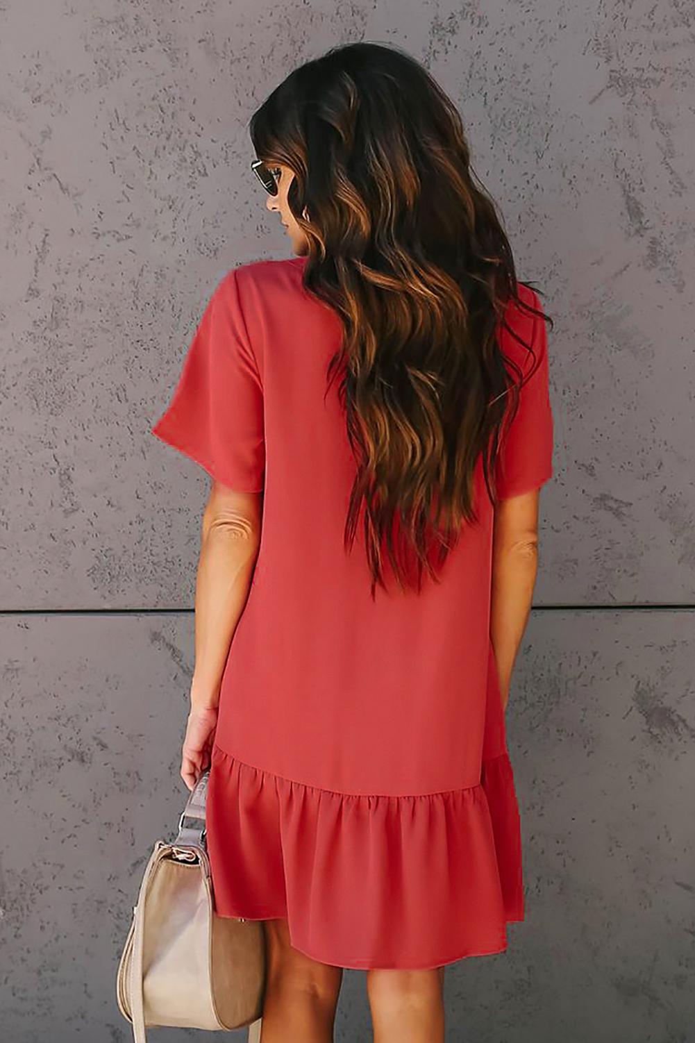 red button down dress