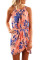 Asvivid Womens Halter Floral Printed Sleeveless High Waist High Low Summer Beach Dress with Belt