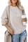 Asvivid Womens Fuzzy Fleece Crewneck Pullover Sweatshirt Solid Long Sleeve Cozy Fluffy Warm Outerwear Tops