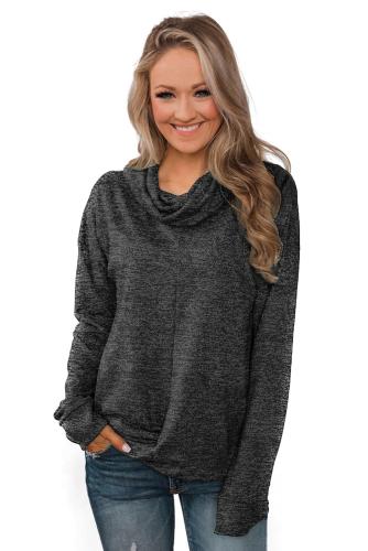 Asvivid Womens Casual Cowl Neck Sweatshirt Solid Long Sleeve Twist Knot Loose Pullover Tunic Tops