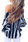Asvivid Womens Striped Off the Shoulder Tops 3 4 Flare Sleeve Tie Knot Blouses and Tops
