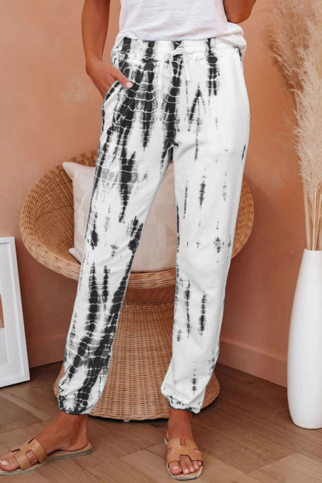 Gray Pocketed Tie-dye Knit Joggers