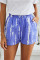 Blue Tie Dye Drawstring Casual Shorts