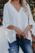 White V Neck 3/4 Sleeve High Low Hem Shirt