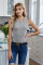 Solid Gray Round Neck Ribbed Tank Top
