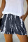 Gray Tie Dye Drawstring Casual Shorts