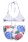 White Floral Print Halterneck 2 Piece Bikini Set