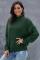 Green Oversized Chunky Batwing Long Sleeve Turtleneck Sweater