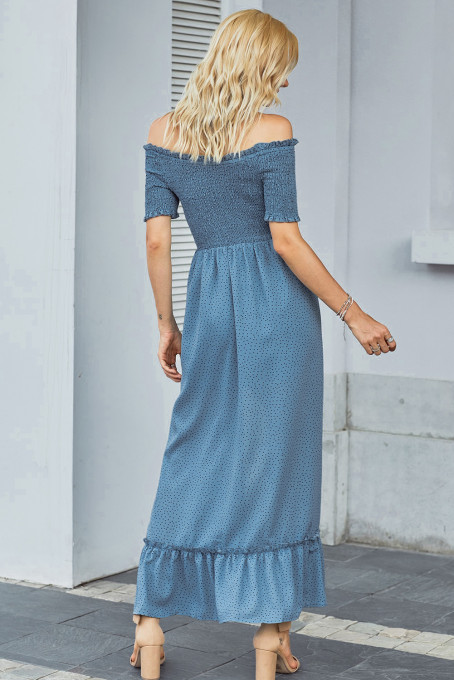 blue polka dot maxi dress