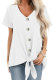 White Button Up Front Tie Detail Woven Top