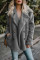Gray Fleece Open Front Coat with Pockets