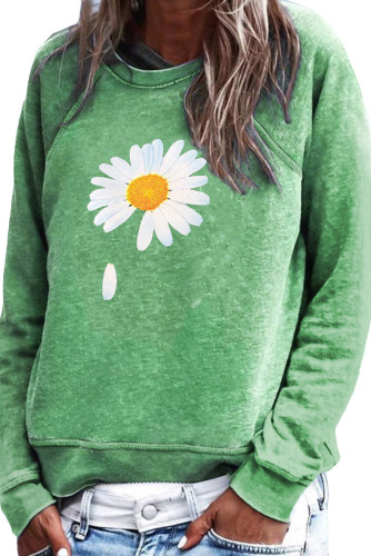 Daisy Print Pullover Sweatshirt