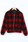 Red Plaid Print Sherpa Jacket Coat