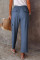 Blue Driven Linen Blend Pocketed Cargo Pants