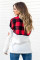 Red Fuzzy Pullover with Plaid Detail