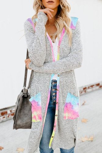 Multicolor Pocketed Cotton Blend Button Cardigan