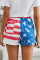 American Flag Drawstring Casual Elastic Waist Pocketed Shorts