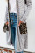 Leopard Patchwork Long Striped Cardigan with Pockets