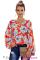 Orange Boho Print Balloon Sleeve Blouse
