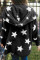 Black Lapel Collar Scatter Star Fuzzy Coat