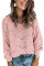 Pink Hollow-out Round Neck Knitted Sweater