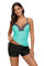 Green Ruched Ties Side Push Up Tankini Top