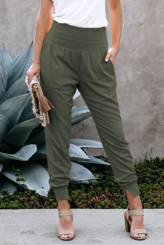 Green Pocketed Cotton Joggers