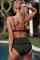 Black Ruffled Detail High Waist Bikini