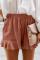 Rust Red Linen Cotton Pocketed Flutter Shorts