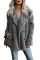 Gray Fleece Open Front Coat with Pockets