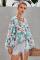 Multicolor Boho Print Balloon Sleeve Blouse