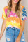 Yellow Gradient Tie Dye V Neck T-shirt