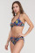 Black Floral Print Halterneck 2 Piece Bikini Set