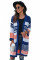 Blue Pocketed Novelty Striped Chenille Cardigan