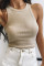 Beige Fashion Bodycon Tight Ribbed Tank Top