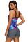 Blue Abstract Printed Camisole Tankini Top