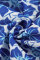 Blue V Neck Lantern Sleeves Floral Tunic Dress