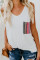 White Casual Women Tank Top with Multicolor Pocket