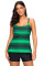 Greenish Strappy Hollow-out Back Tankini