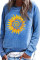 Sky Blue Flower Print Pullover Sweatshirt