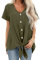 Green Button Up Front Tie Detail Woven Top